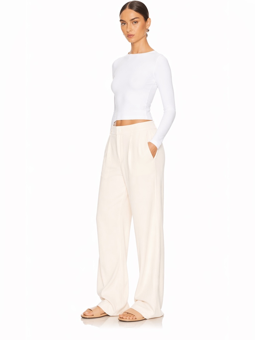 NWOT Varley Aberdeen Straight-leg Corduroy Trousers Size: Small Color: Cream